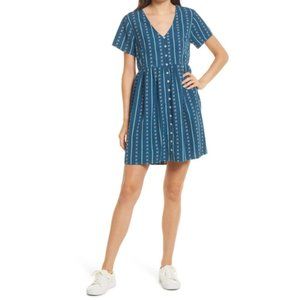 Madewell Alexandra Jacquard Stripe Button Front Minidress